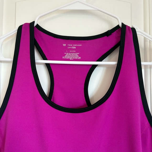 Tek Gear Women’s Dry Tek Black & Purple Athletic Sports Racerback Tank - Size L - Picture 3 of 5